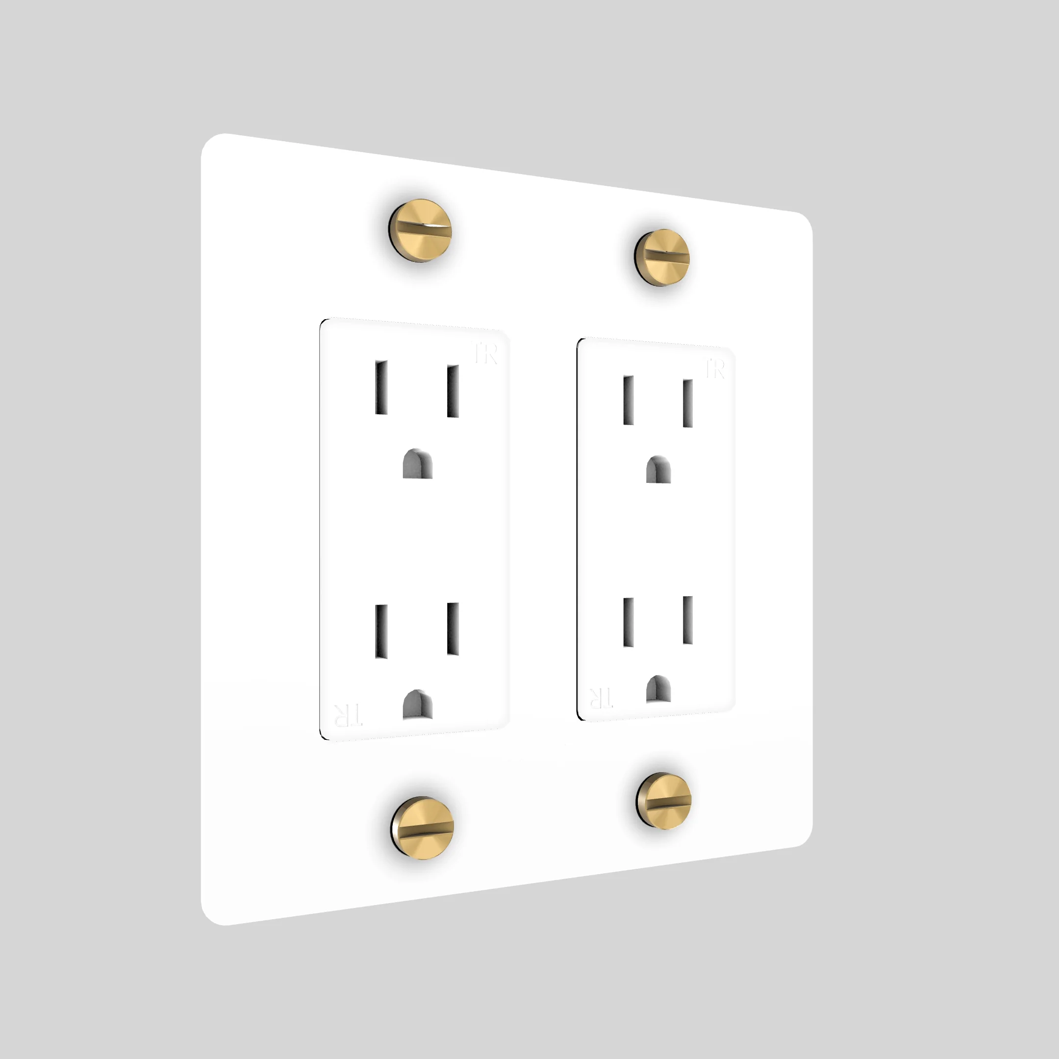 2G Duplex Outlet / Cross / Without Logo / White / Brass