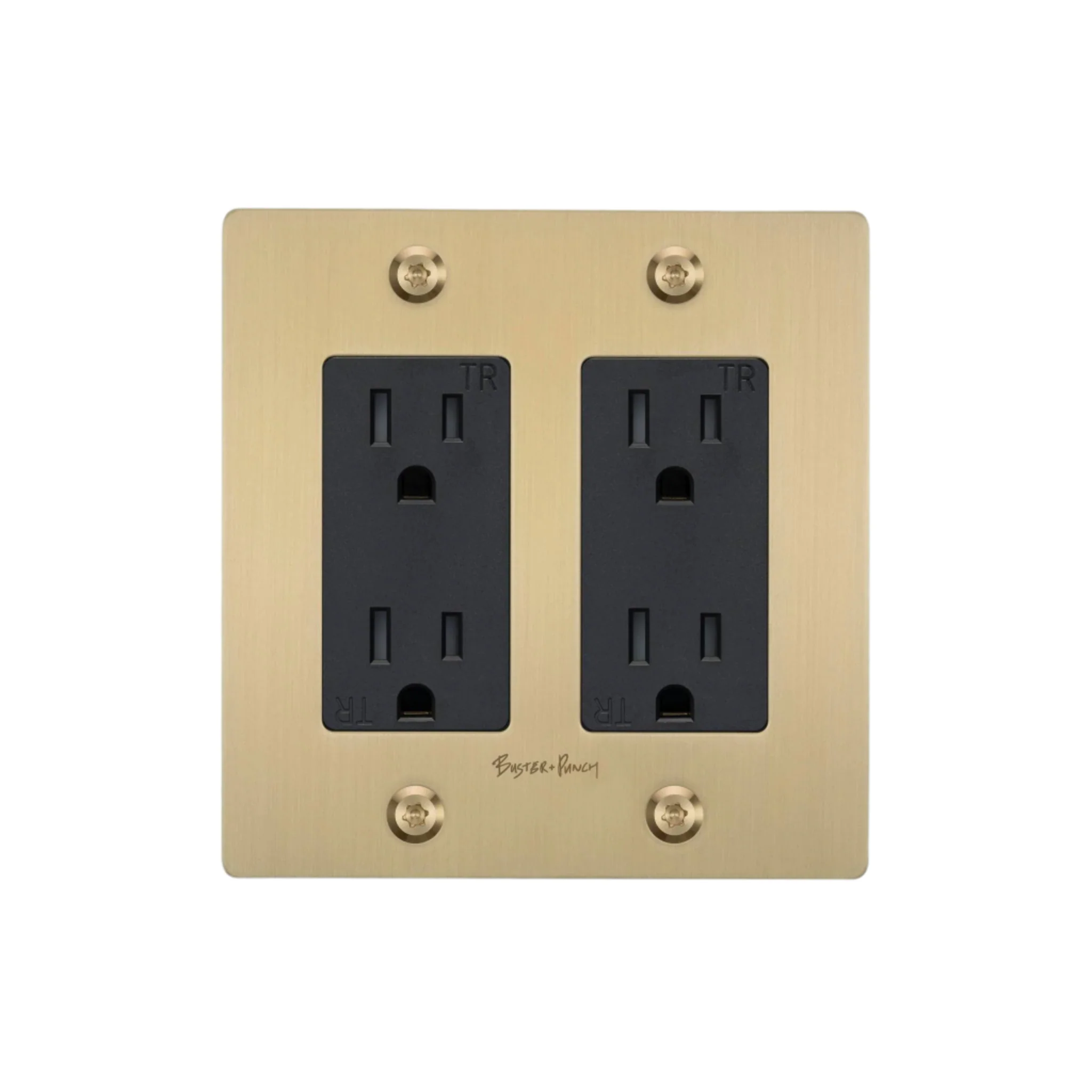 2G Duplex Outlet / Linear / With Logo / Brass