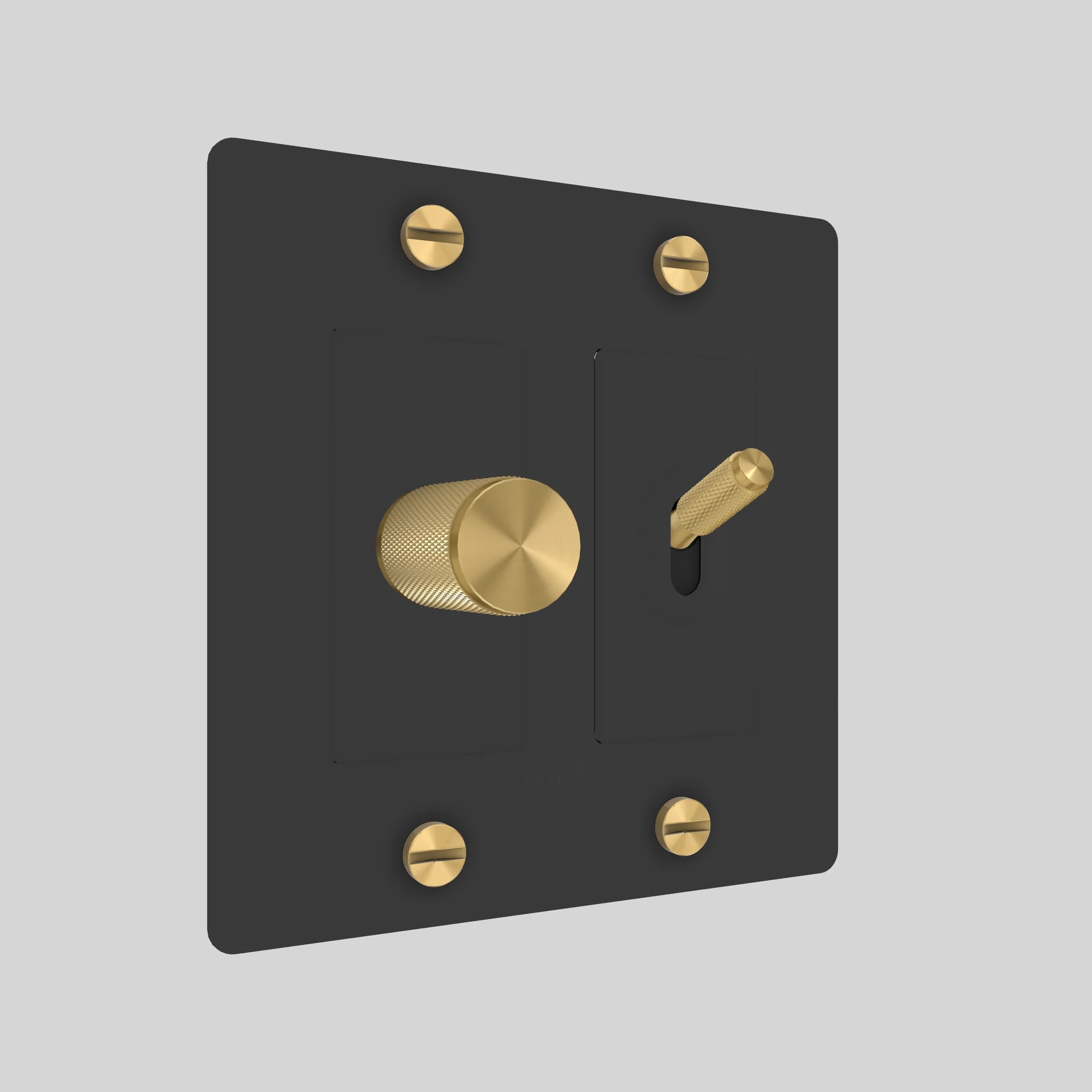 2G Toggle & Dimmer / Cross / Without Logo / Black / Brass - Image 2