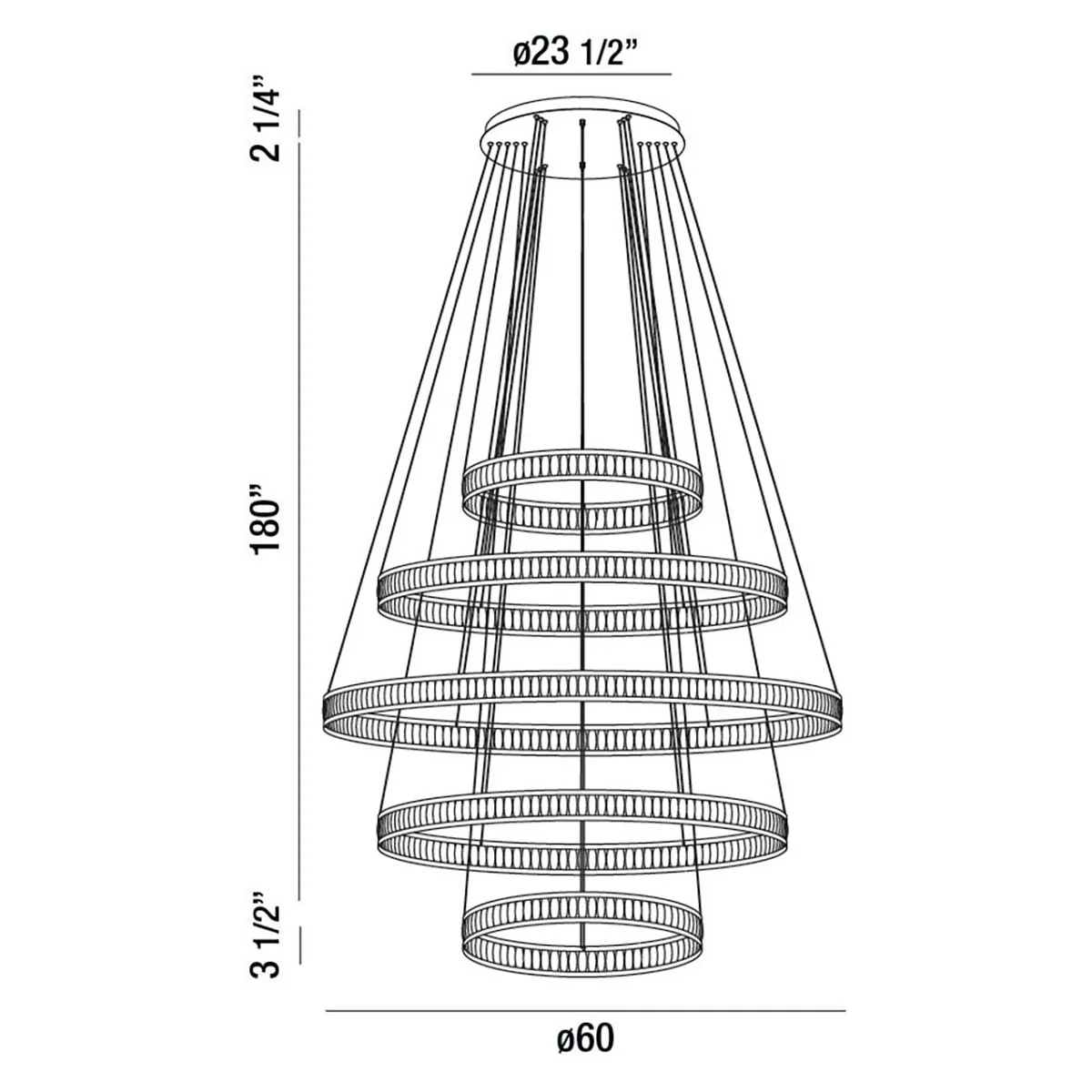 5-Tiers 5-Light 60 In Integrated LED Grand Chandelier - Image 2