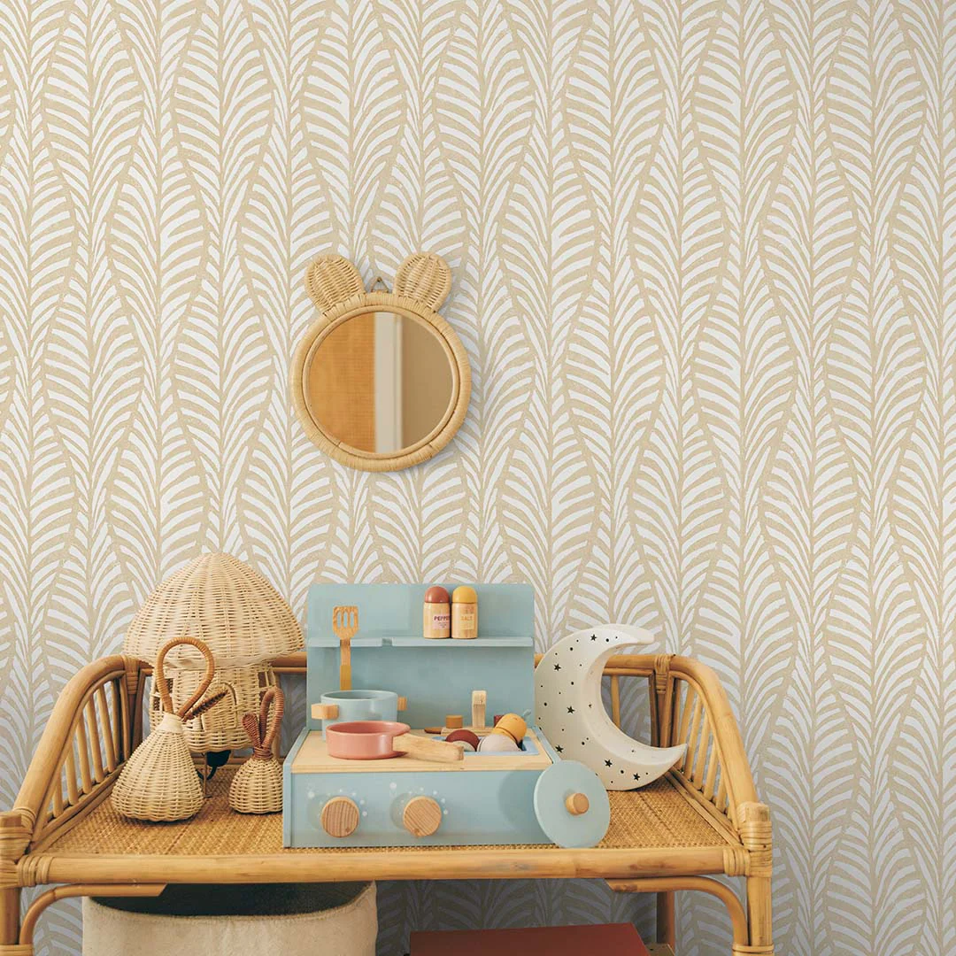 Block Print Leaves Peel and Stick Wallpaper - Image 30