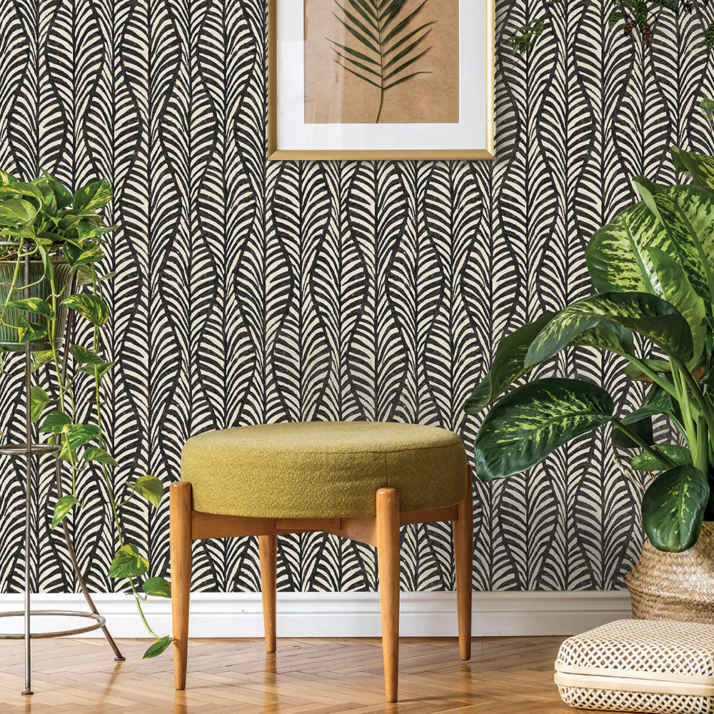 Block Print Leaves Peel and Stick Wallpaper - Image 8