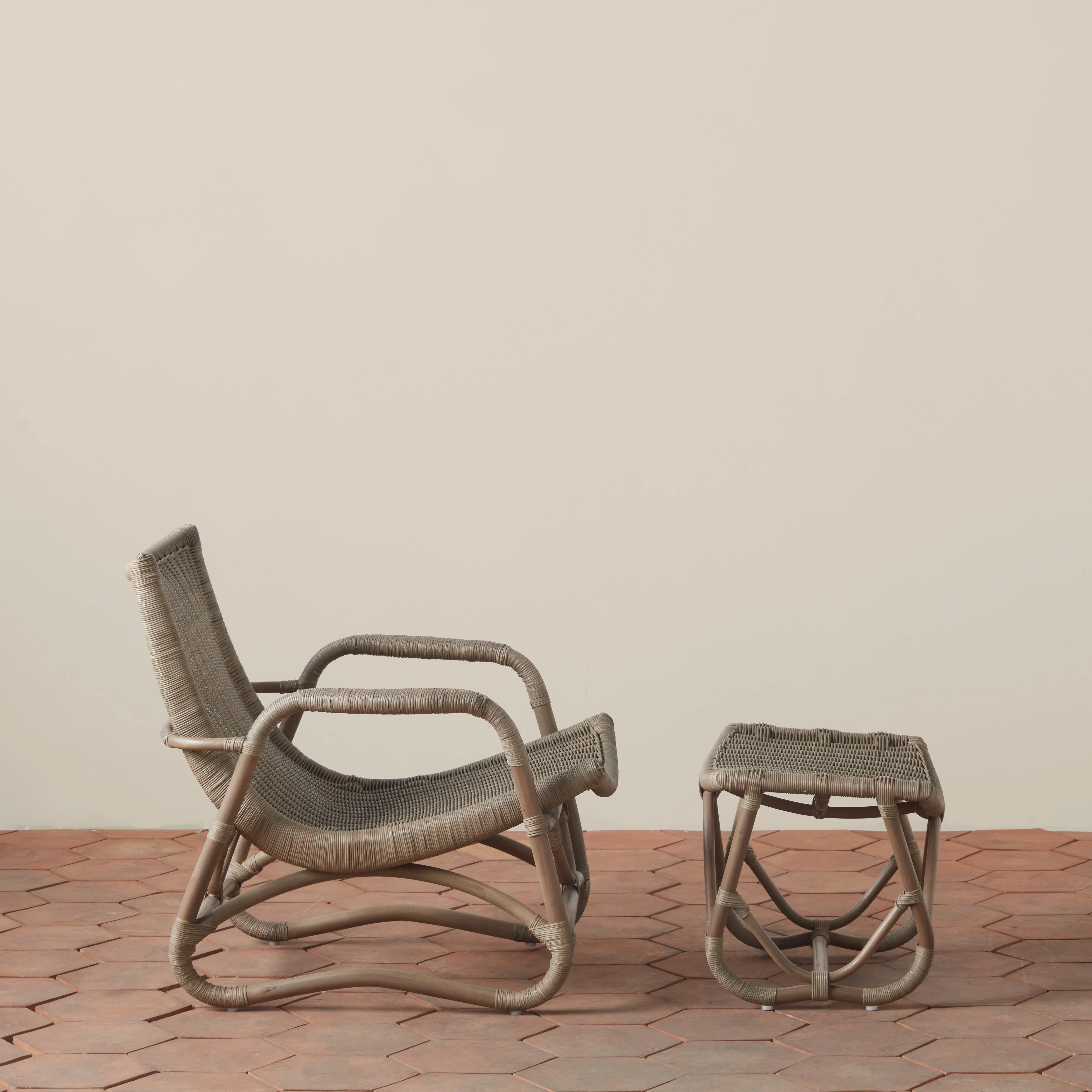 Bodega Wicker Lounge Chair + Ottoman - Image 10