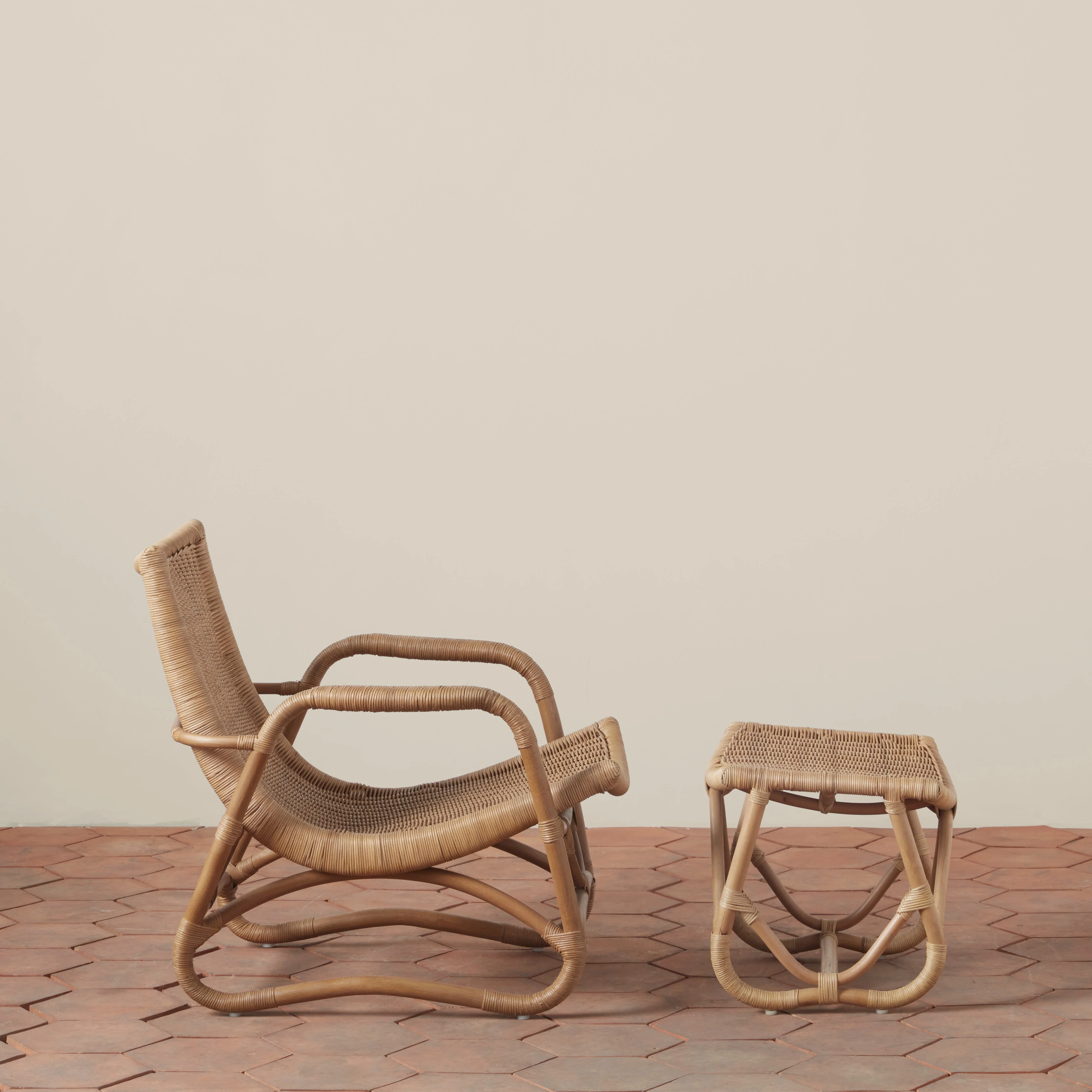 Bodega Wicker Lounge Chair + Ottoman - Image 5