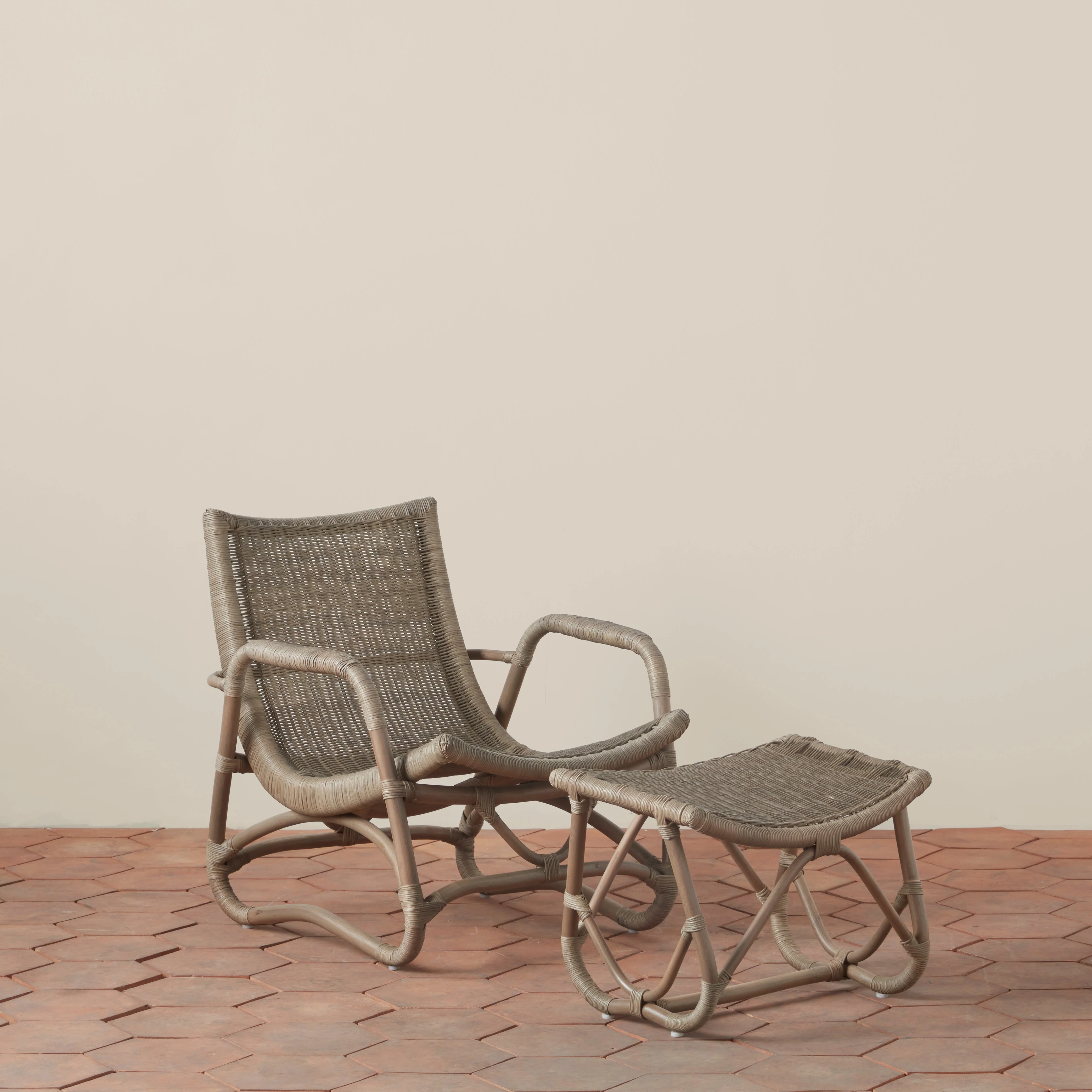 Bodega Wicker Lounge Chair + Ottoman - Image 9