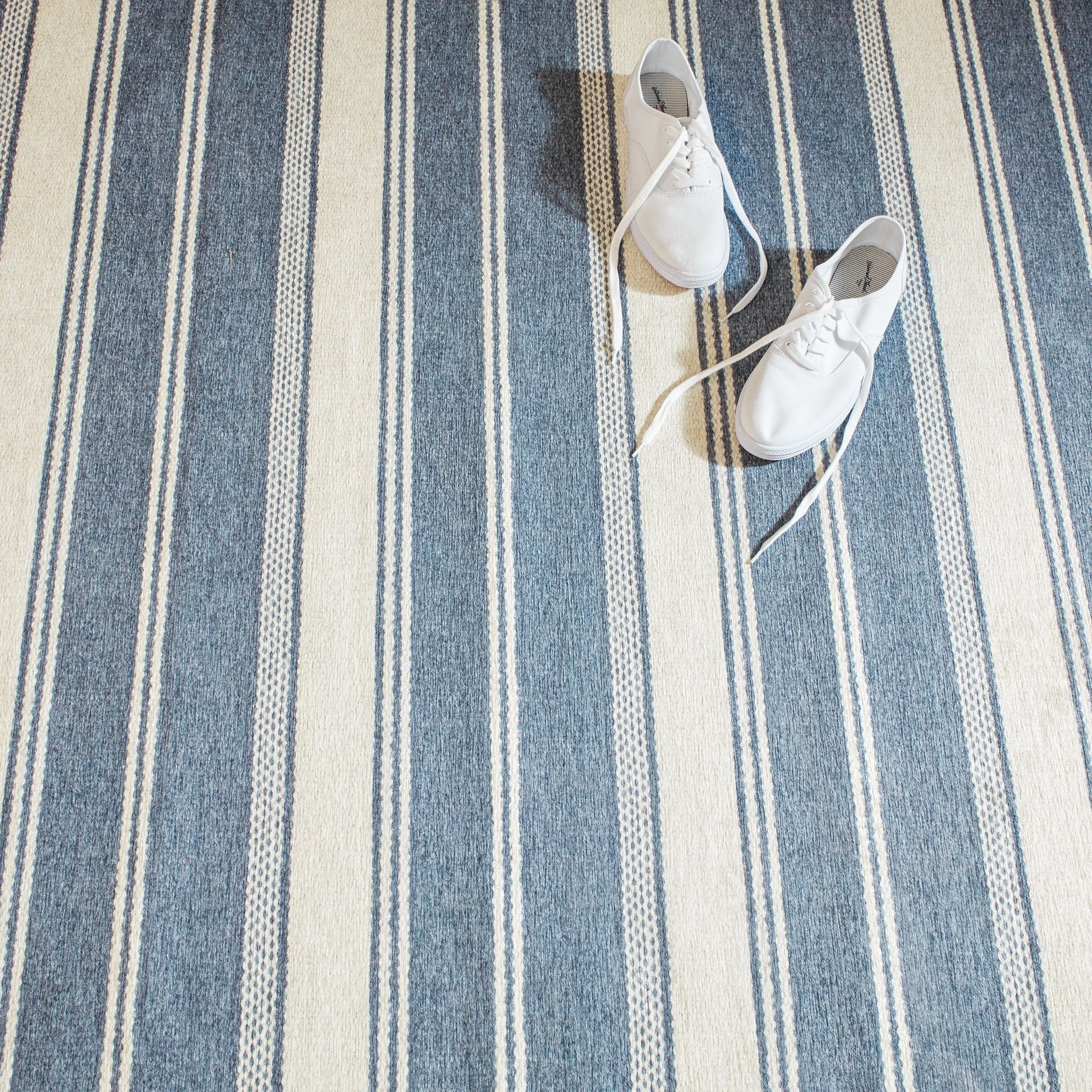 Bowman Stripe Blue Machine Washable Rug - Image 2