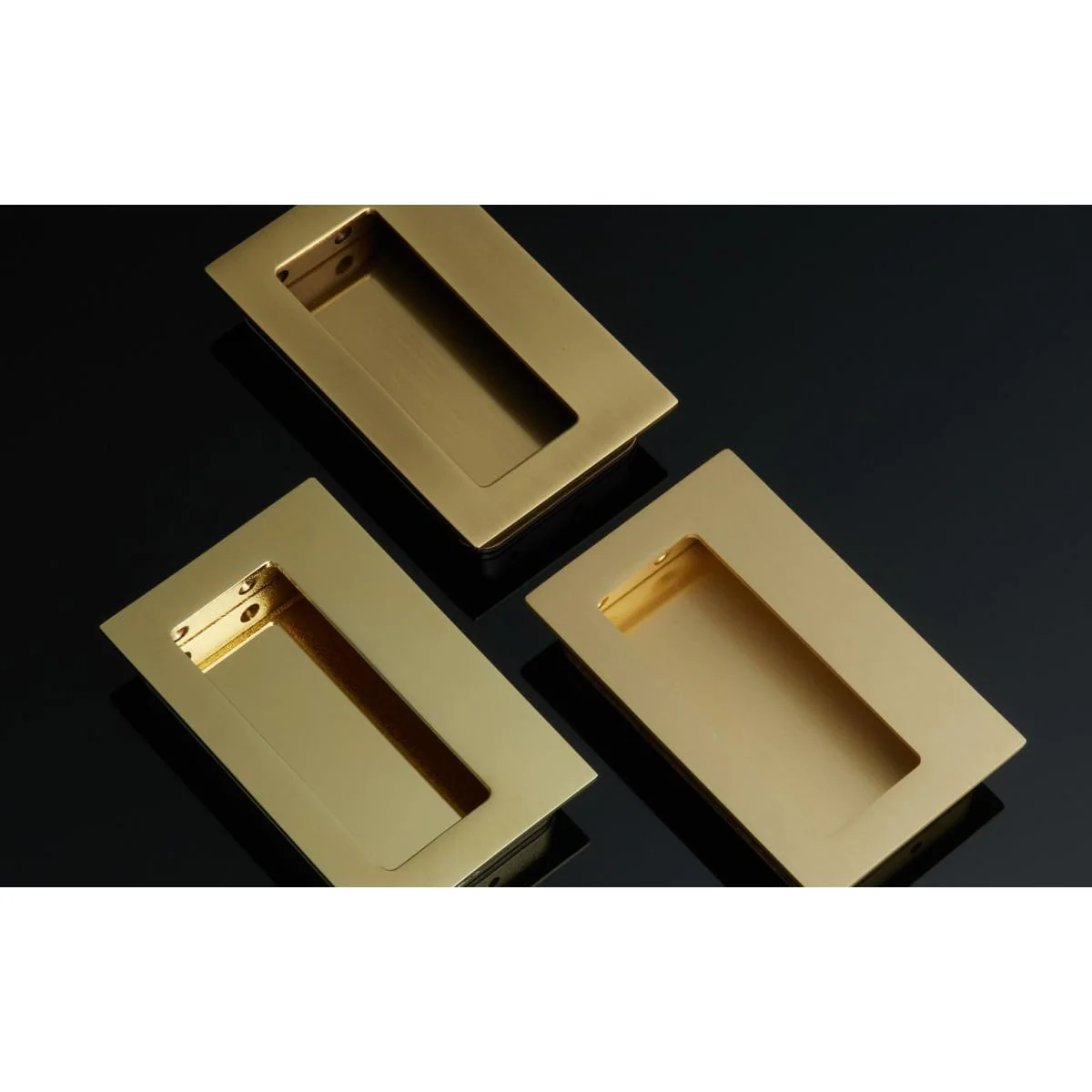 Brass Rectangular Flush Pull with Offset Pocket - Image 4