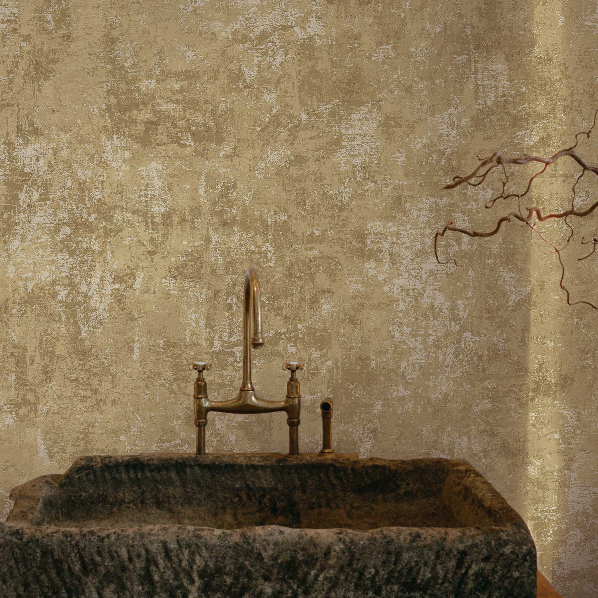 Distressed Gold Leaf Peel and Stick Wallpaper - Image 4
