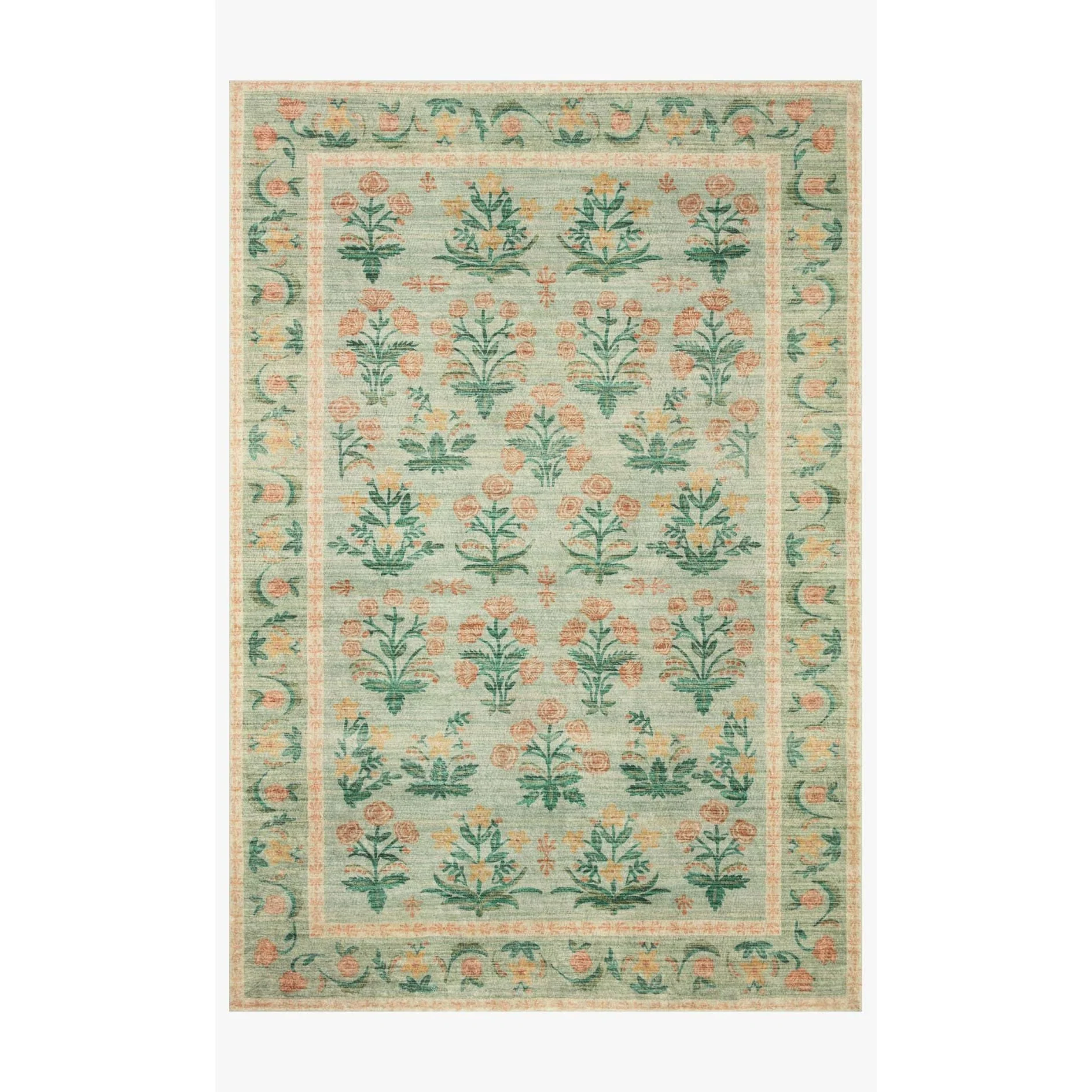 Eden Mughal Rose Moss Rug | Rifle Paper Co. x Loloi