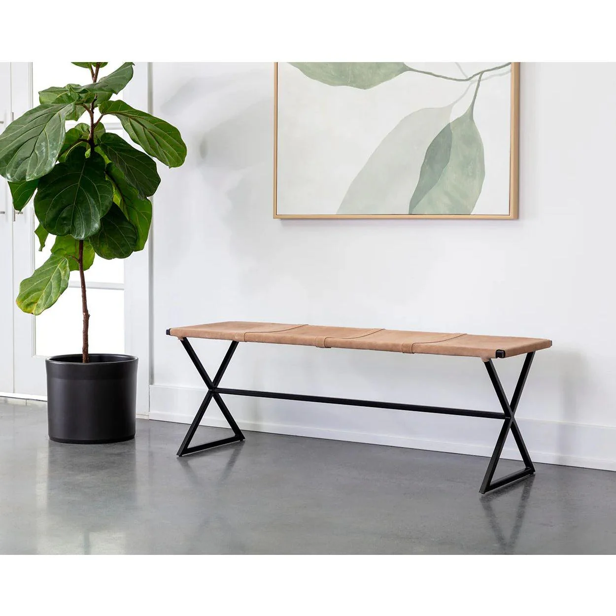 Elon Bench - Sueded Light Tan Leather - Image 5