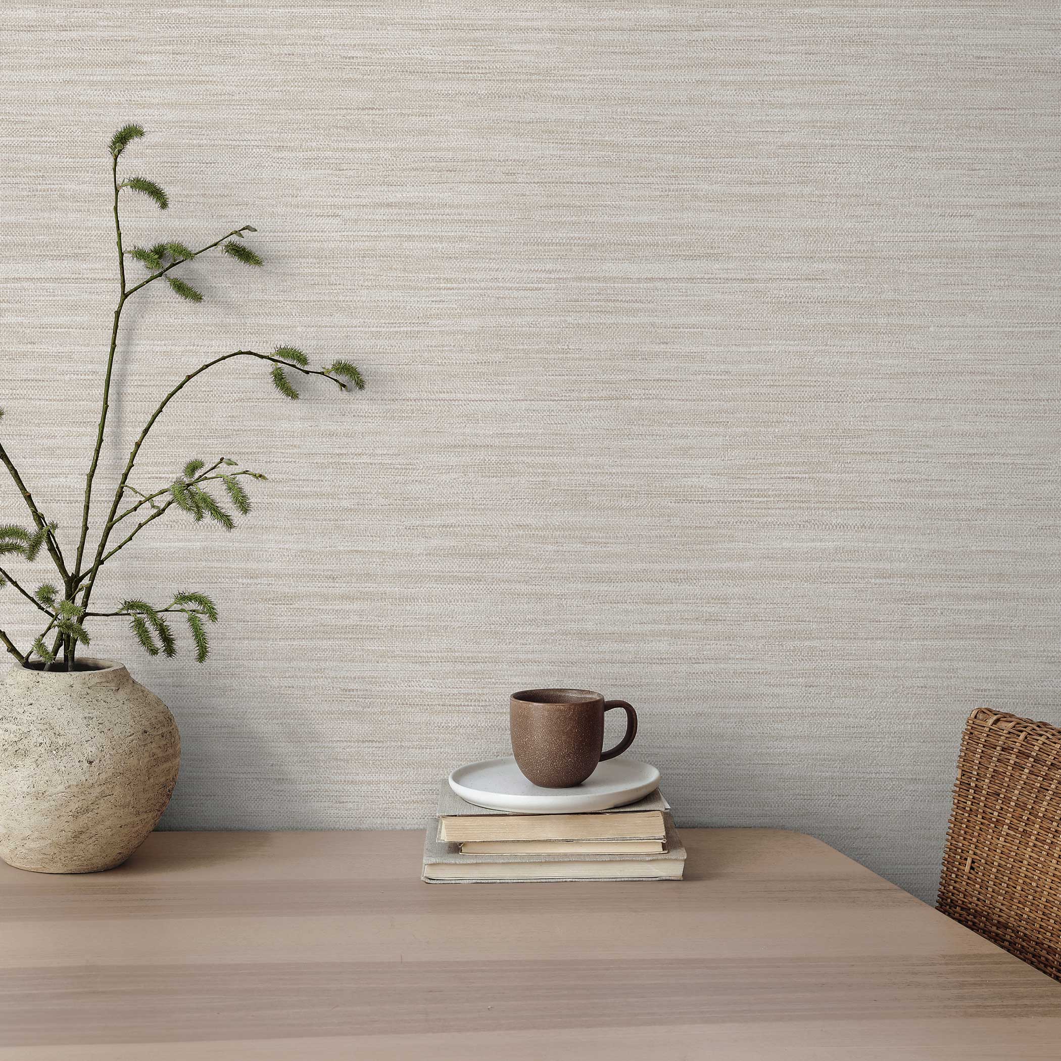 Horizontal Faux Grasscloth Peel and Stick Wallpaper - Image 5