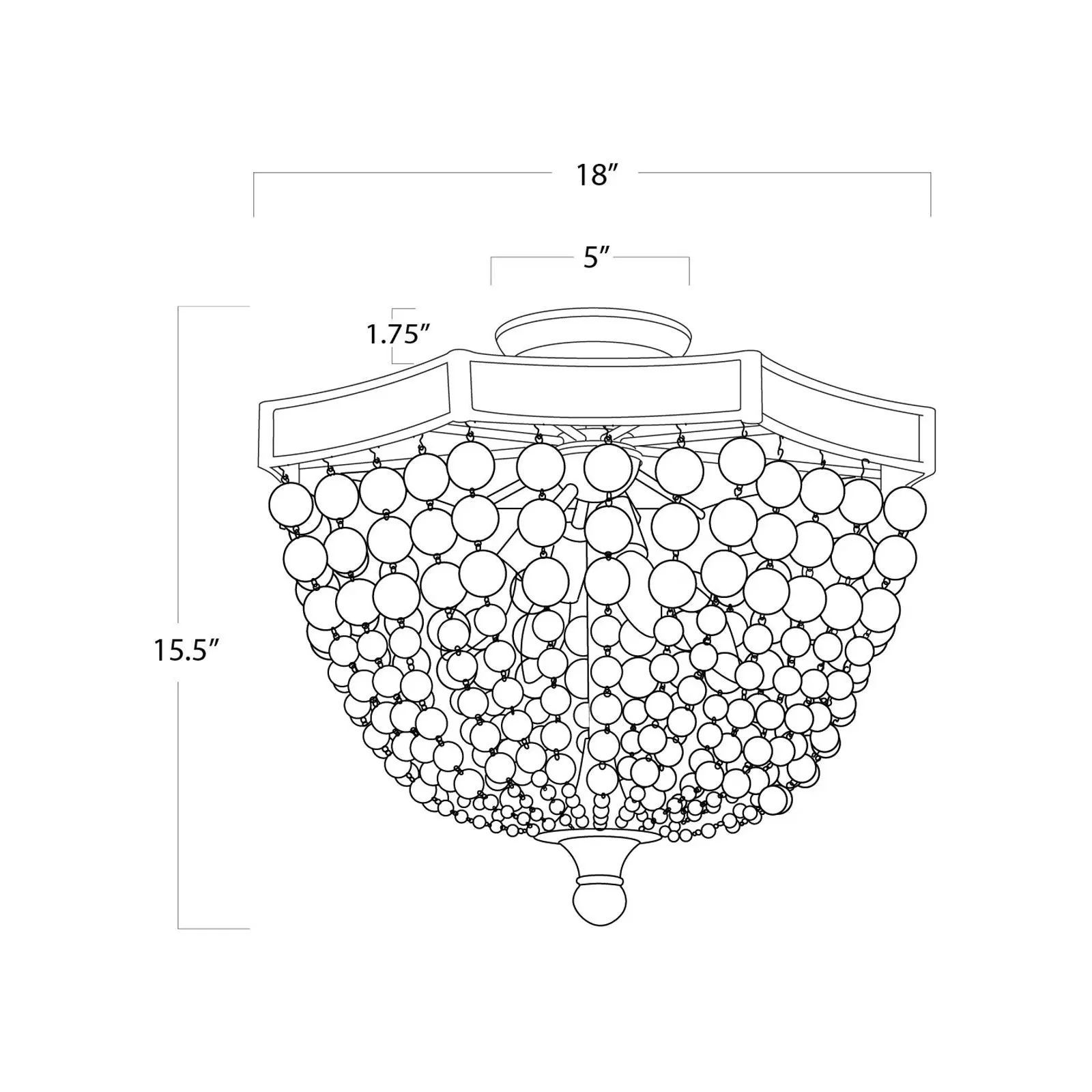Frosted Crystal Bead Semi Flush Mount | Open Box - Image 5