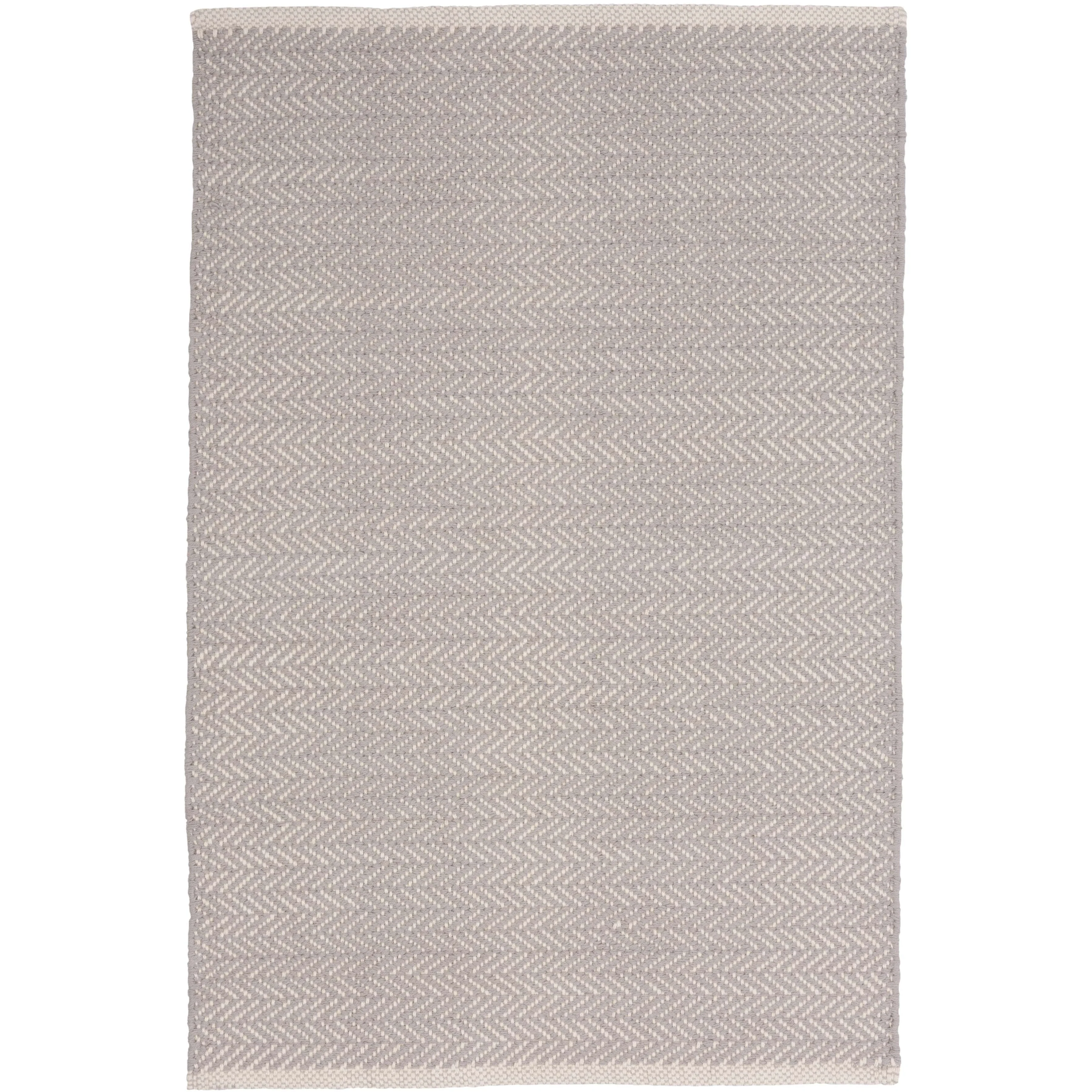 Herringbone Dove Grey Woven Cotton Rug