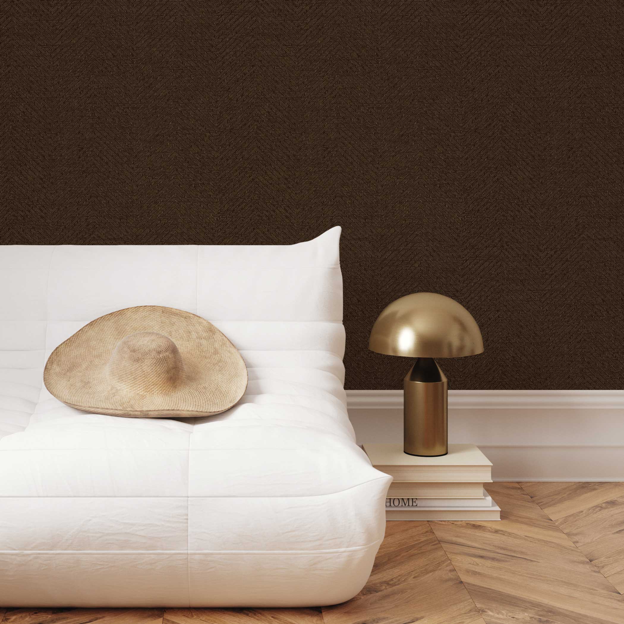 Faux Grasscloth Parquet Textured Peel and Stick Wallpaper by Jeremiah Brent - Image 4