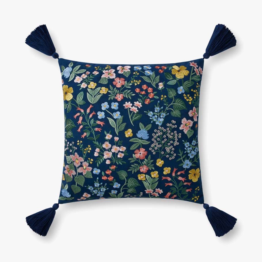 Mayfair Navy Pillow | Rifle Paper Co. x Loloi