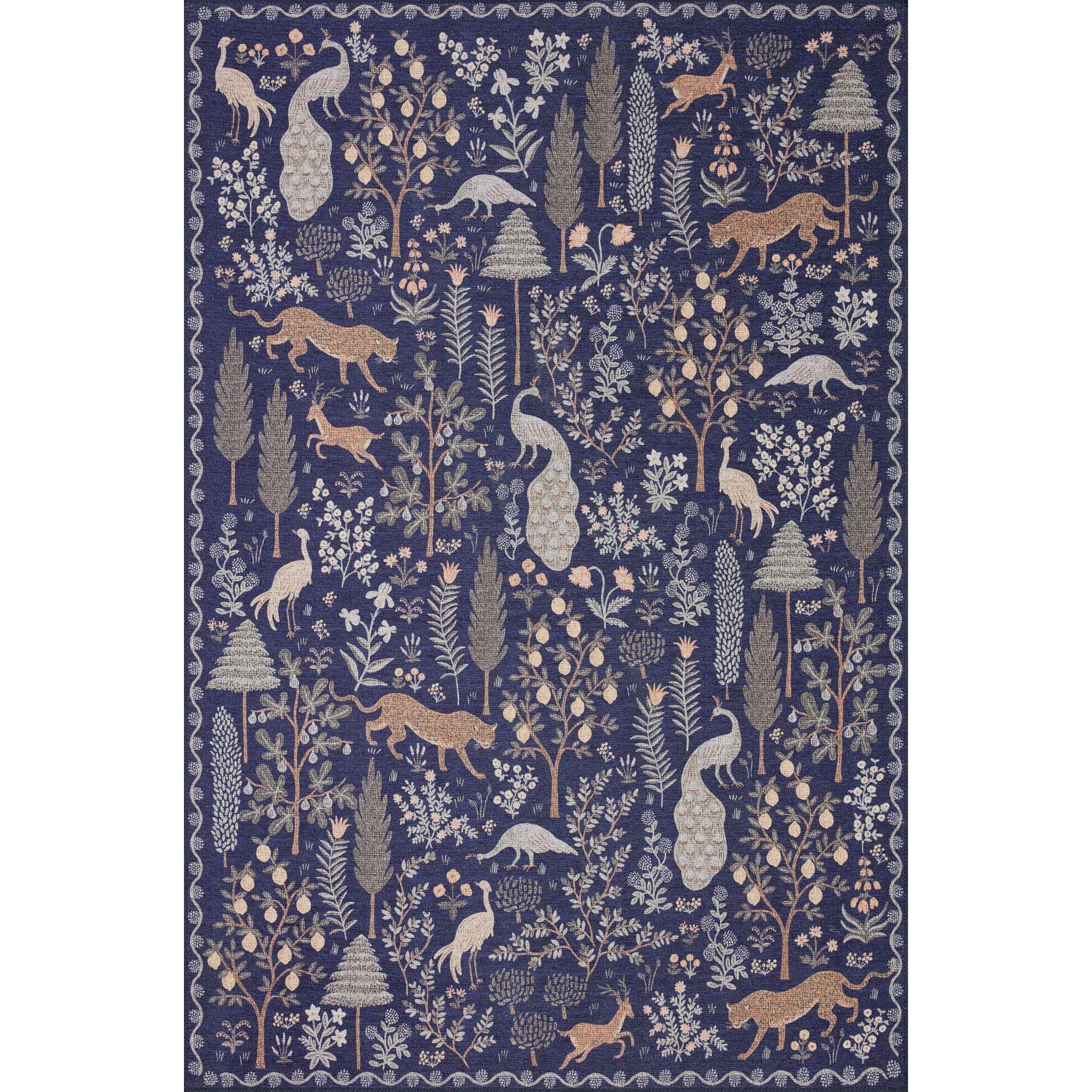 Menagerie Menagerie Forest / Navy | Rifle Paper Co. Rugs x Loloi