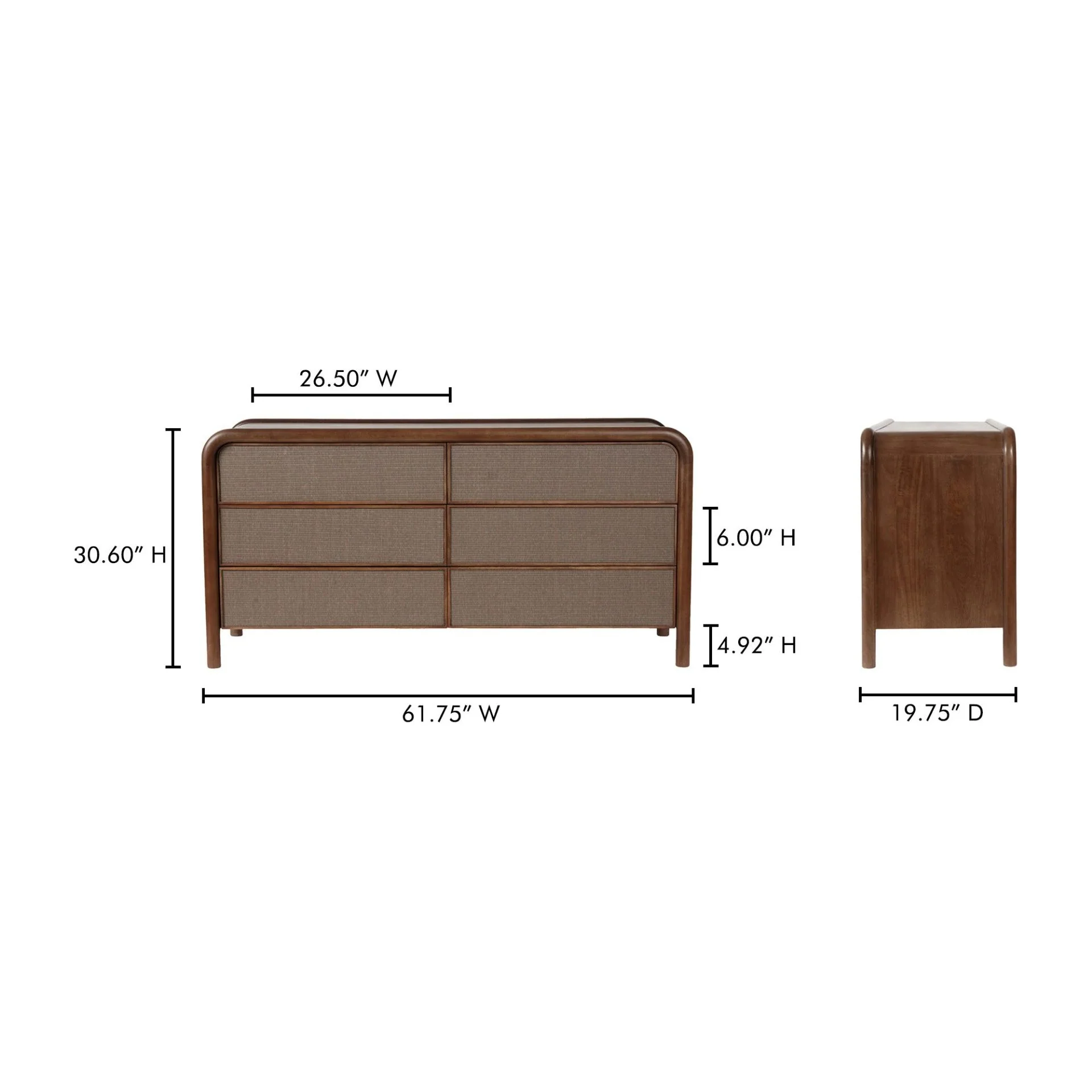 Rye Warm Brown 6 Drawer Dresser - Image 11