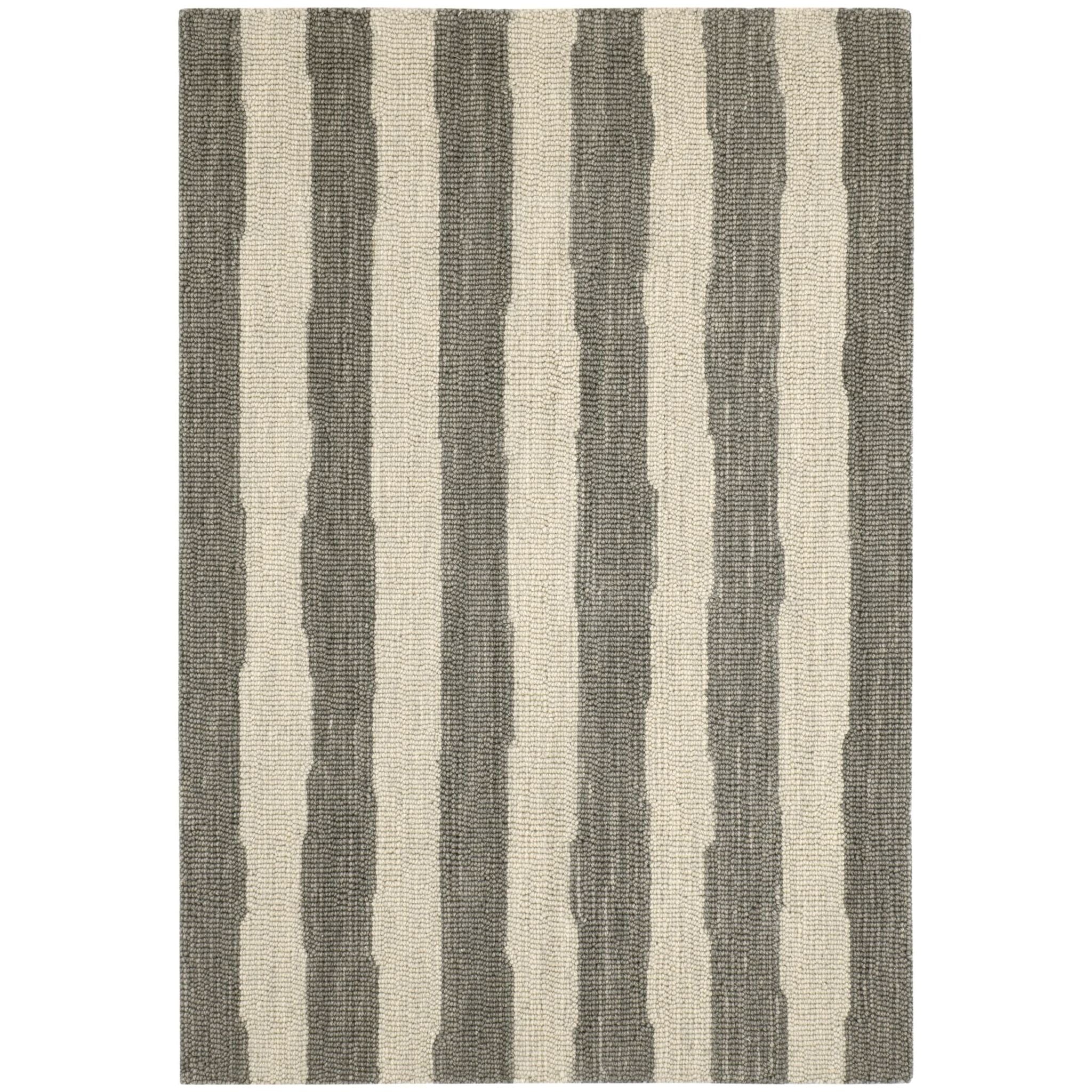 Silas Stripe Grey Hand Micro Hooked Wool Rug