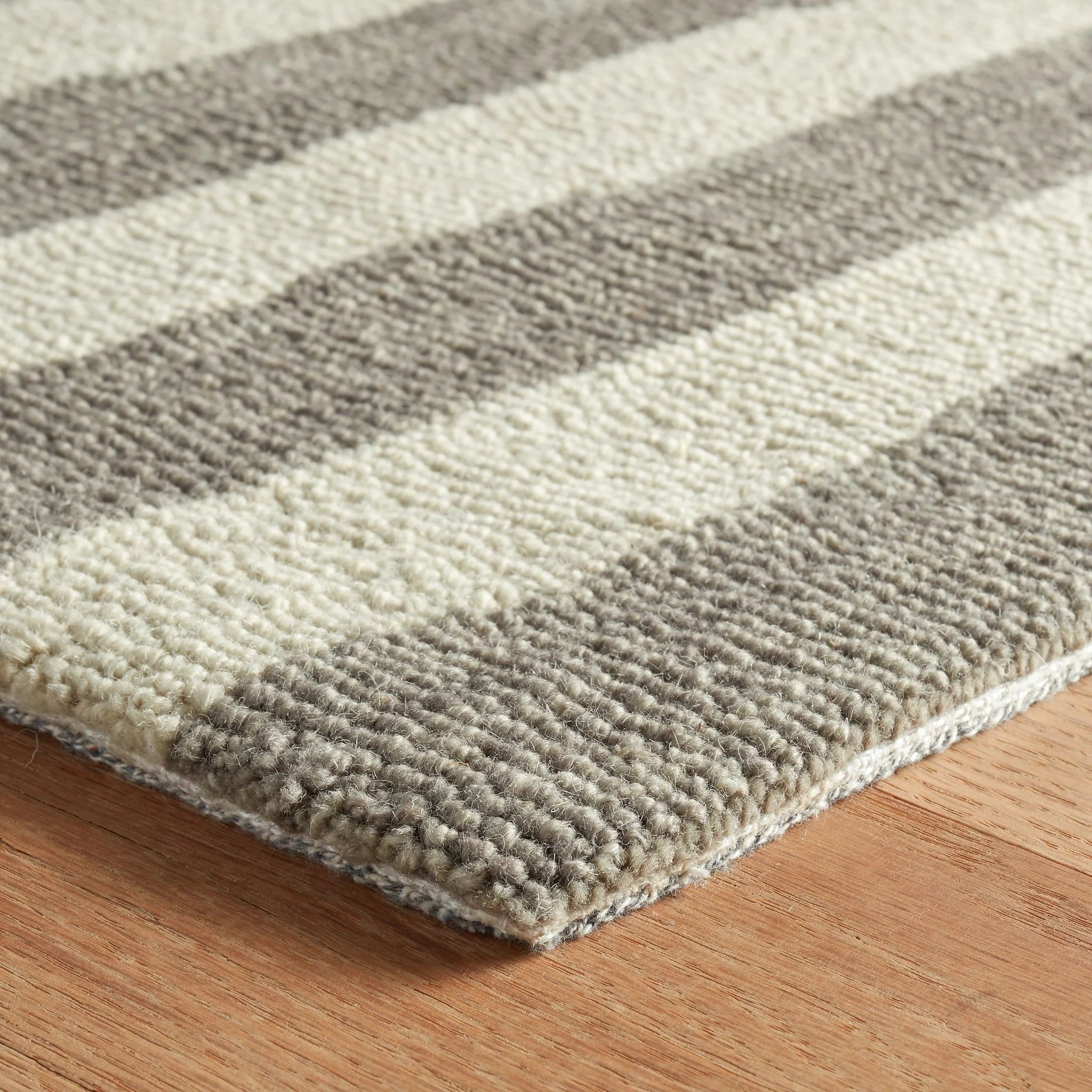 Silas Stripe Grey Hand Micro Hooked Wool Rug - Image 5