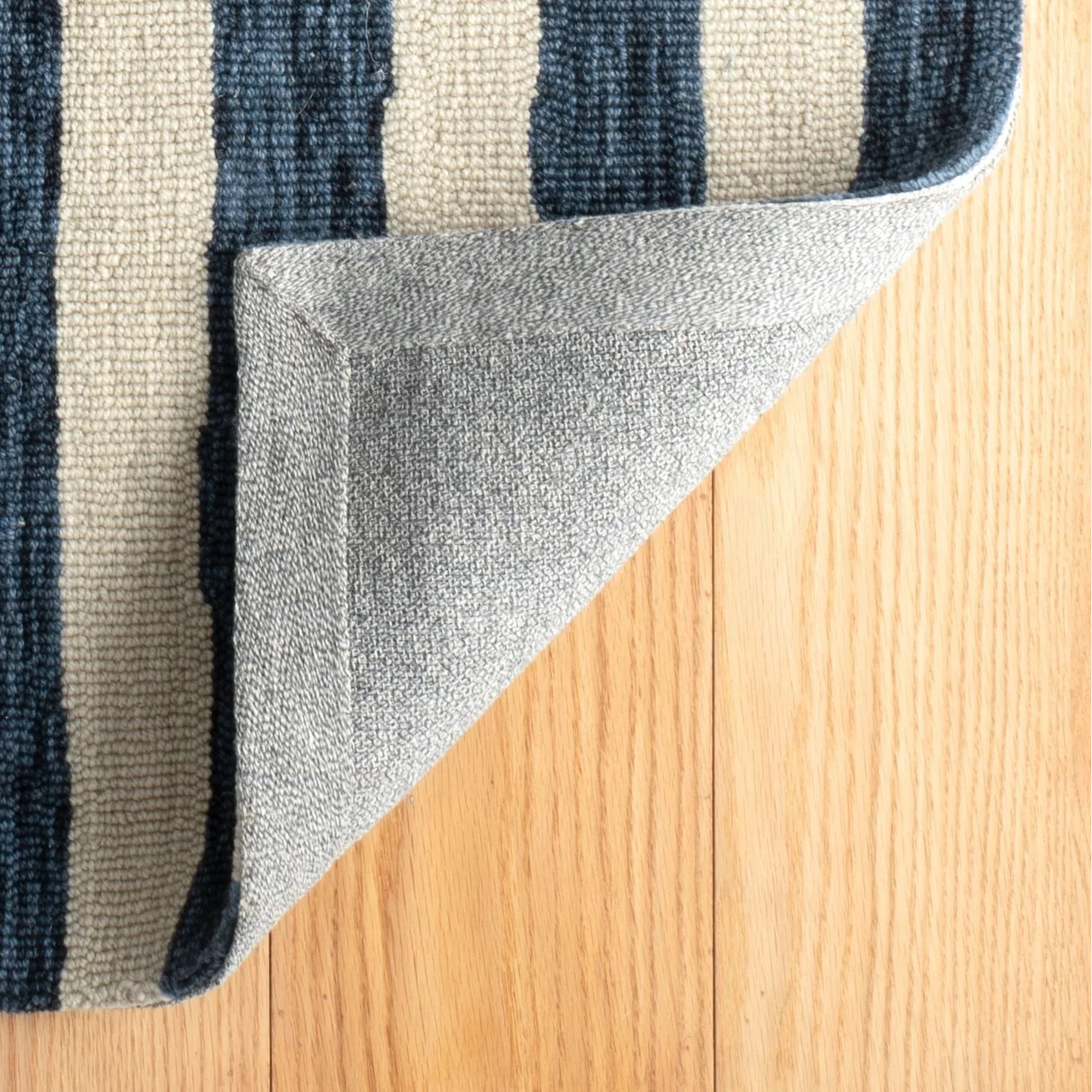 Silas Stripe Navy Hand Micro Hooked Wool Rug - Image 6