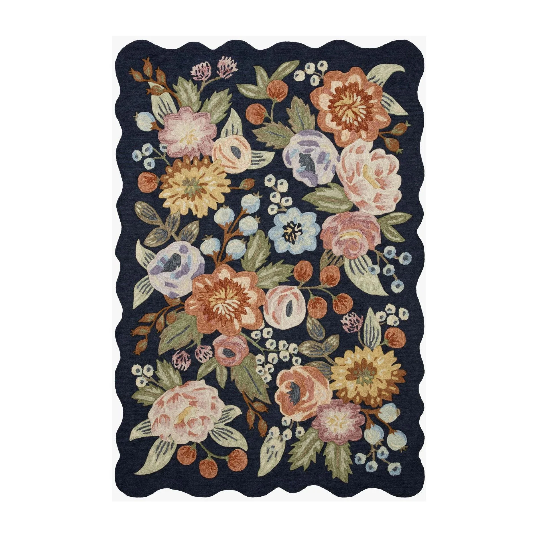 Silhouette Vintage Blossom Navy | Rifle Paper Co. Rugs x Loloi