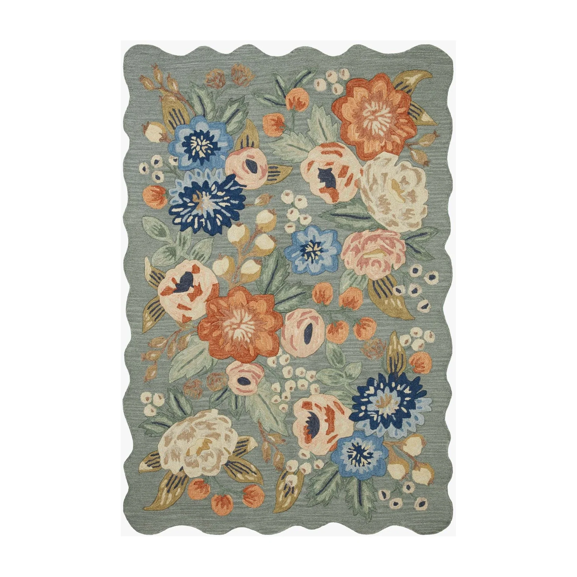 Silhouette Vintage Blossom Sage | Rifle Paper Co. Rugs x Loloi